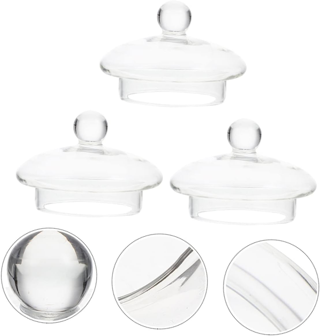 Set of 3 Glass Teapot Lid Replacements - Leakproof Sealing Caps for Tea Kettles - Tea Ceremony Accessory by LALADEFIEE