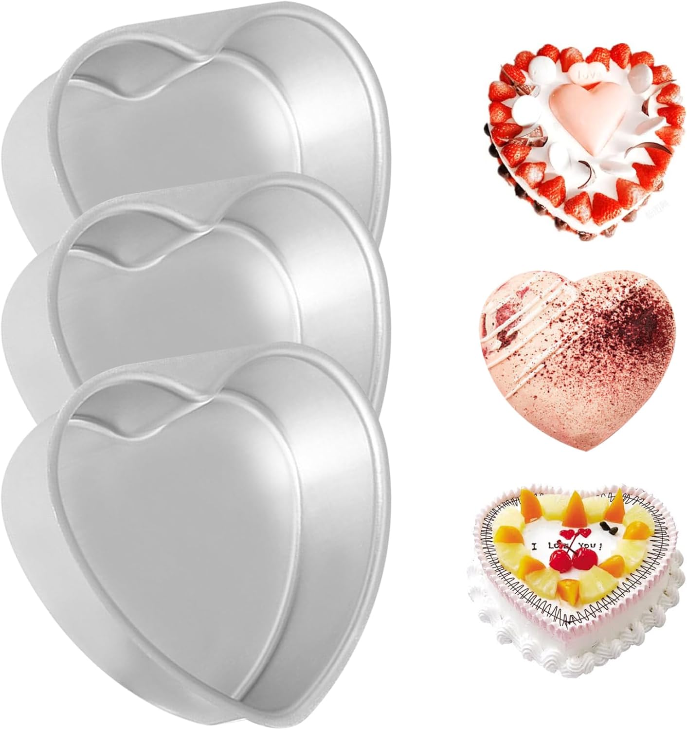 Set of 3 Heart Shaped Cake Pans, 6-inch Aluminum Alloy Tin for Easy Demolding, Ideal for DIY Baking