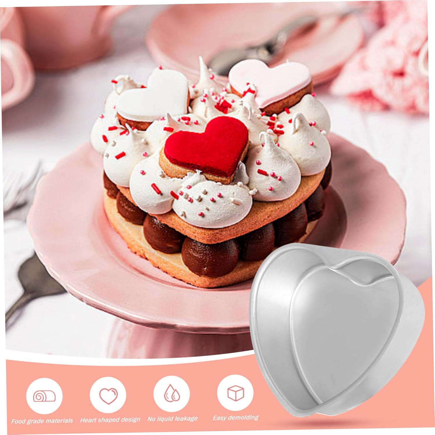 Set of 3 Heart Shaped Cake Pans, 6-inch Aluminum Alloy Tin for Easy Demolding, Ideal for DIY Baking