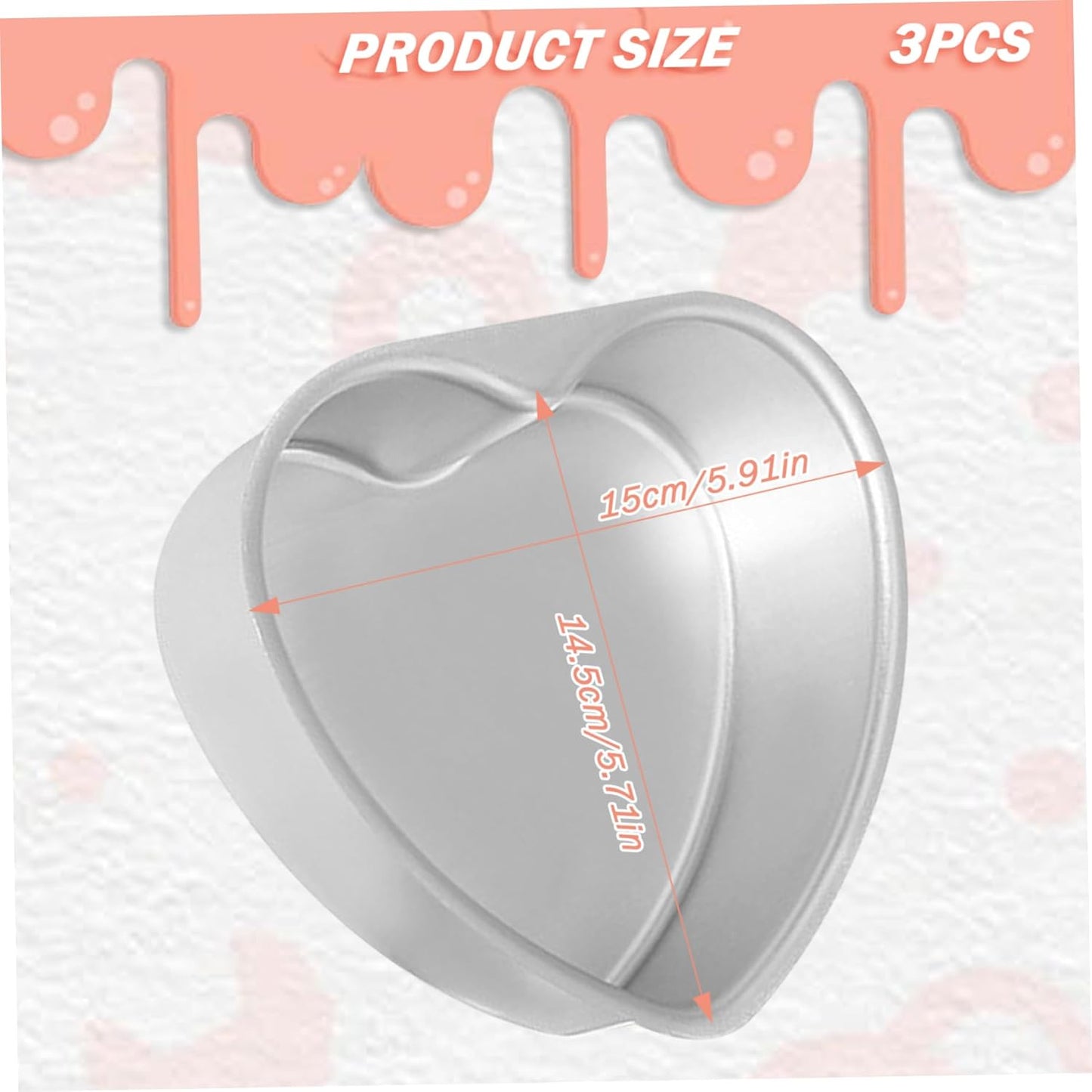 Set of 3 Heart Shaped Cake Pans, 6-inch Aluminum Alloy Tin for Easy Demolding, Ideal for DIY Baking