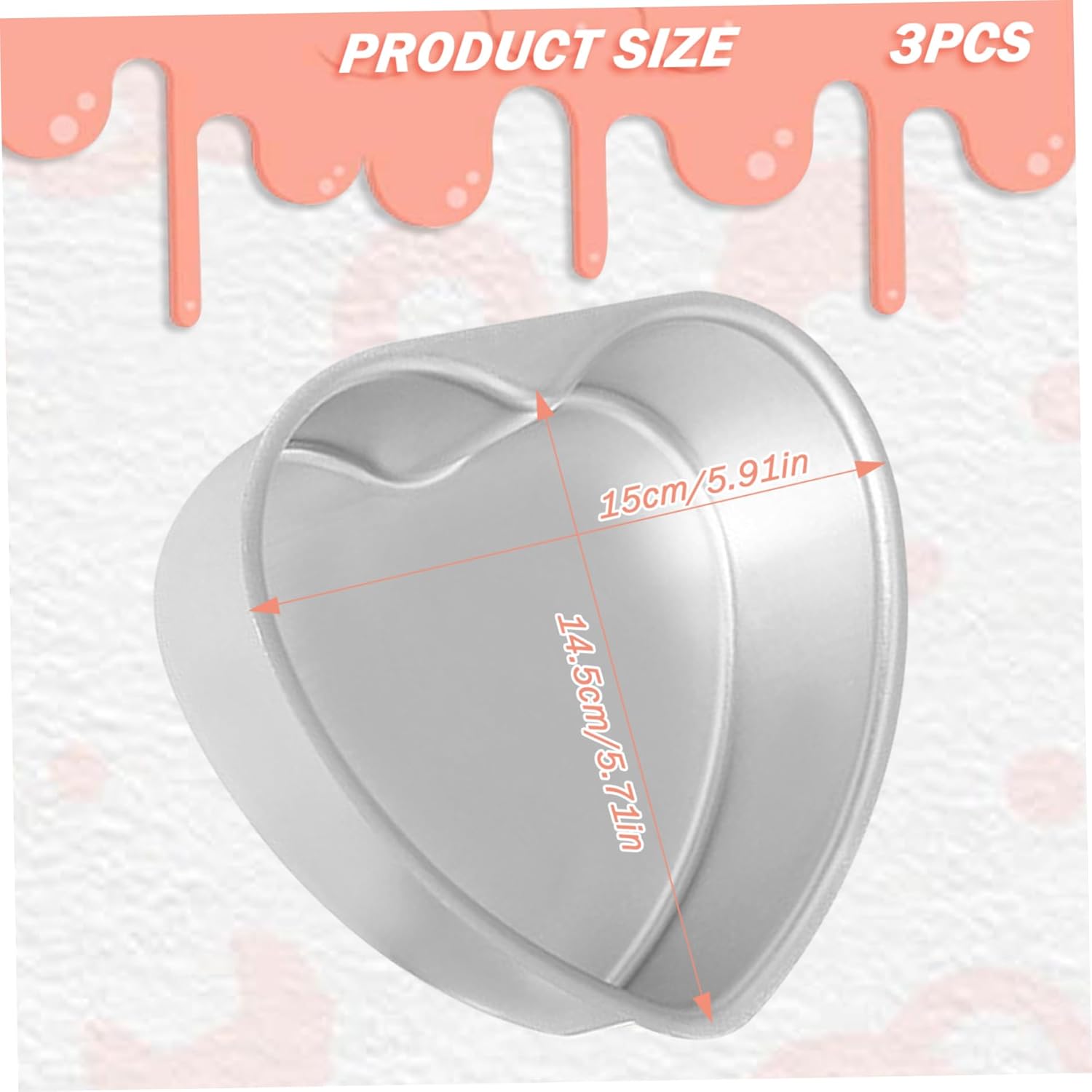 Set of 3 Heart Shaped Cake Pans, 6-inch Aluminum Alloy Tin for Easy Demolding, Ideal for DIY Baking