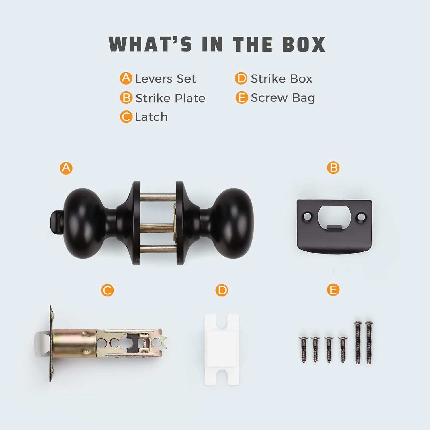 Set of 3 KNOBWELL Privacy Door Knobs for Bathroom/Bedroom, Round Indoor Keyless Black Locking Door Handle for Interior Doors