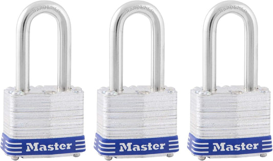 Set of 3 Master Lock Outdoor Padlocks with Long Hardened Shackles - Keyed Alike for Gates, Sheds, Fences - WildKart
