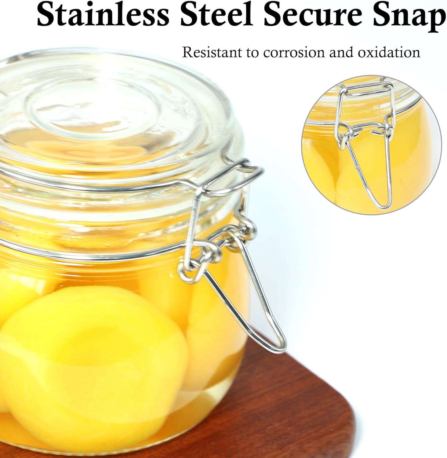 Set of 3 MBSRITY 24 oz Glass Jars with Airtight Lid - Wide Mouth Mason Storage Canisters for Coffee, Sugar, Nuts, and More