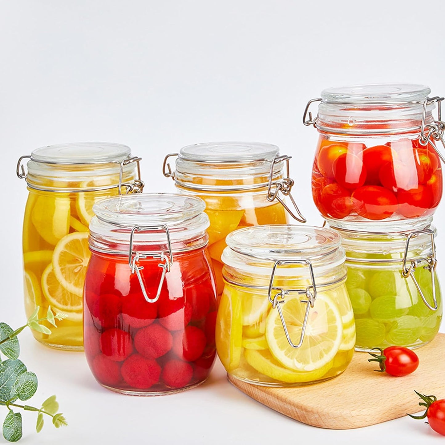 Set of 3 MBSRITY 24 oz Glass Jars with Airtight Lid - Wide Mouth Mason Storage Canisters for Coffee, Sugar, Nuts, and More