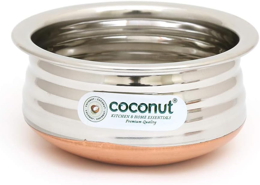 Set of 3 Mini Handis - Coconut Stainless Steel with Copper Bottom (150ML, 250ML, 350ML)