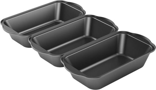 Set of 3 Nonstick Carbon Steel Loaf Pans for Baking Bread, 9 1/2" x 5" - Tiawudi