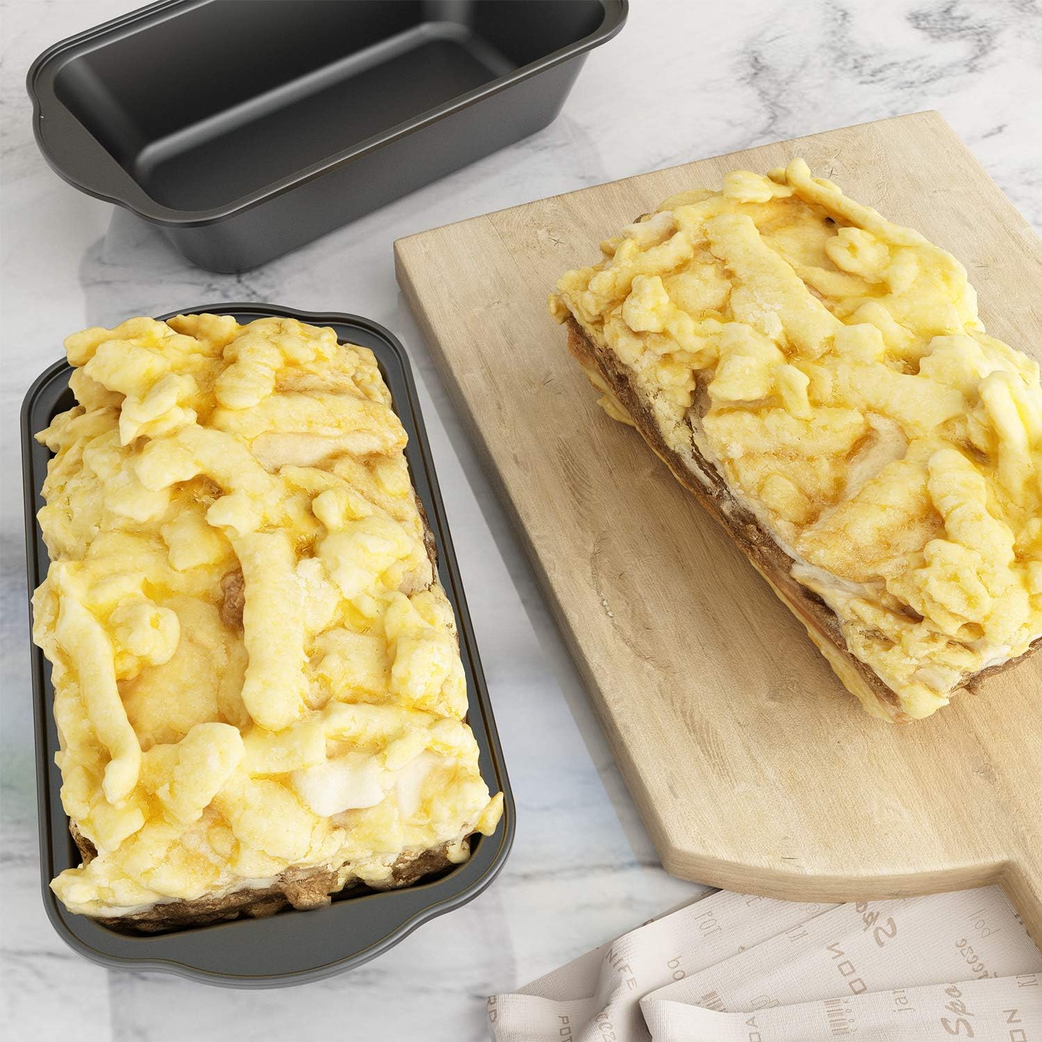 Set of 3 Nonstick Carbon Steel Loaf Pans for Baking Bread, 9 1/2" x 5" - Tiawudi