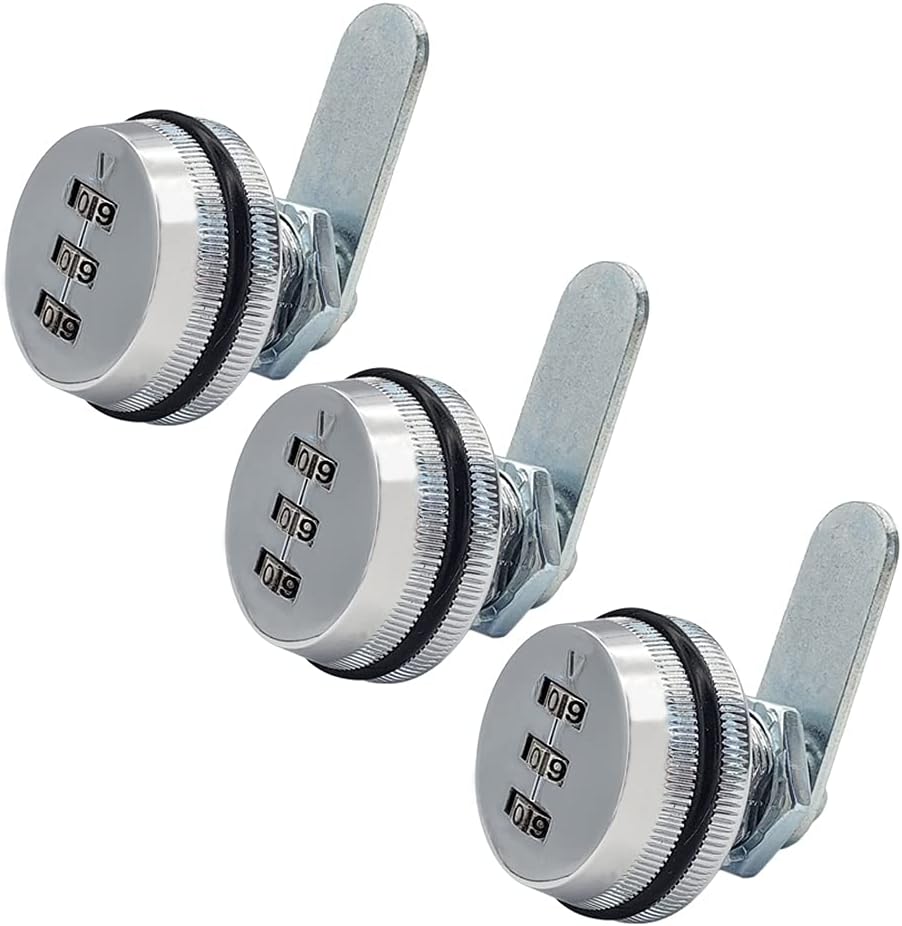 Set of 3 Puyueo Digital Combination Cabinet Locks - Password Code Locks, Chrome Finish, 20mm Size