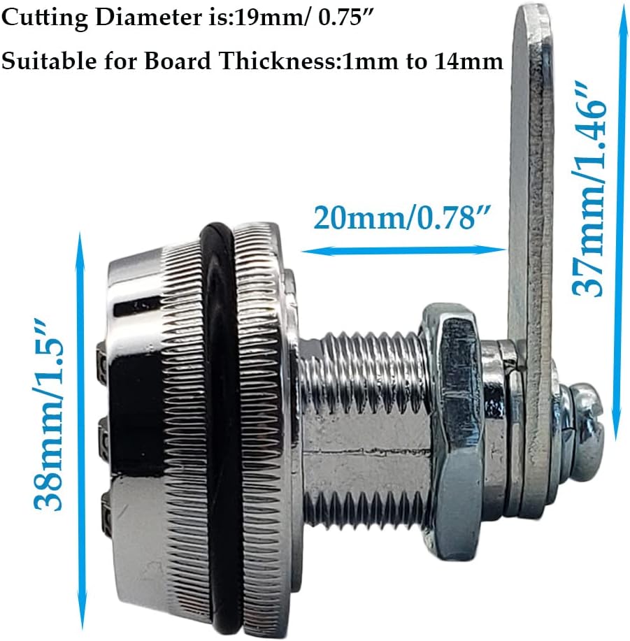 Set of 3 Puyueo Digital Combination Cabinet Locks - Password Code Locks, Chrome Finish, 20mm Size