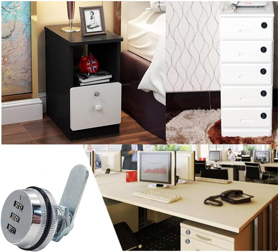 Set of 3 Puyueo Digital Combination Cabinet Locks - Password Code Locks, Chrome Finish, 20mm Size