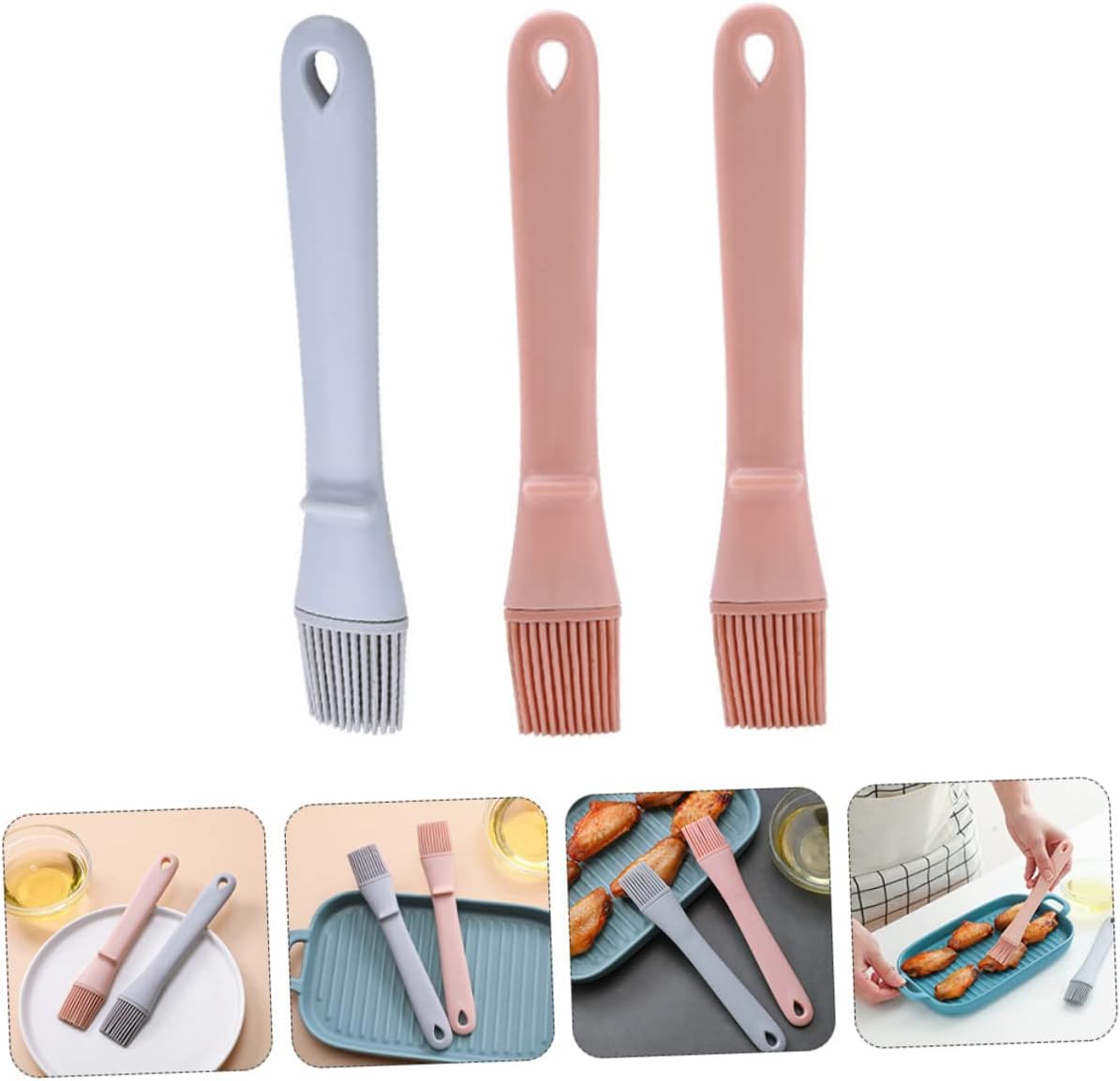 Set of 3 Silicone Oil Brushes for Cooking, Baking, and Grilling - Non-Stick Kitchen Utensils for Oven, Fryer, and Grill
