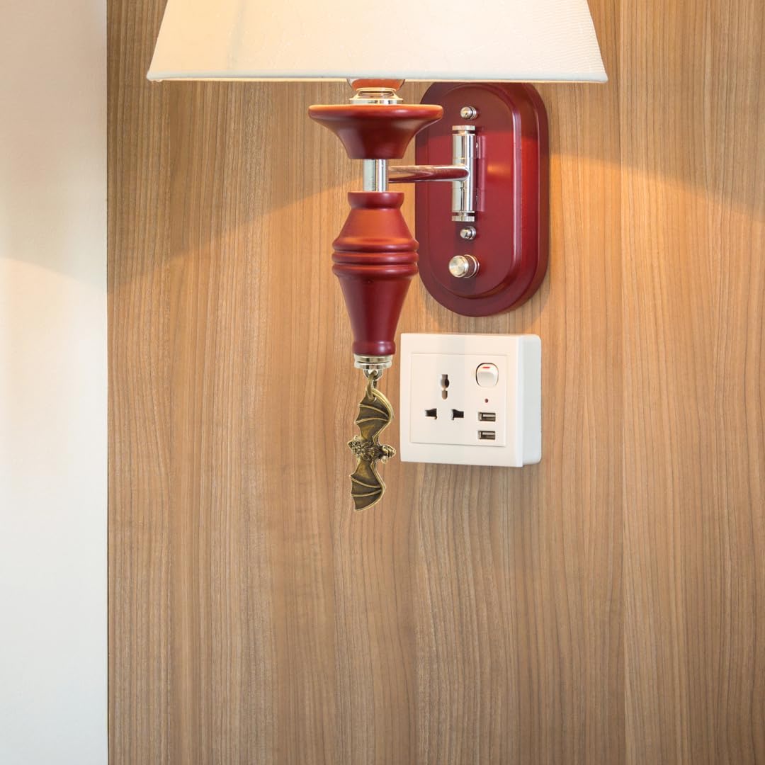 Set of 3 Wallertree Brass Bat Hinge Head Decor - Magnetic Dropper Hanging Bats - Miniature Door Hinge Heads