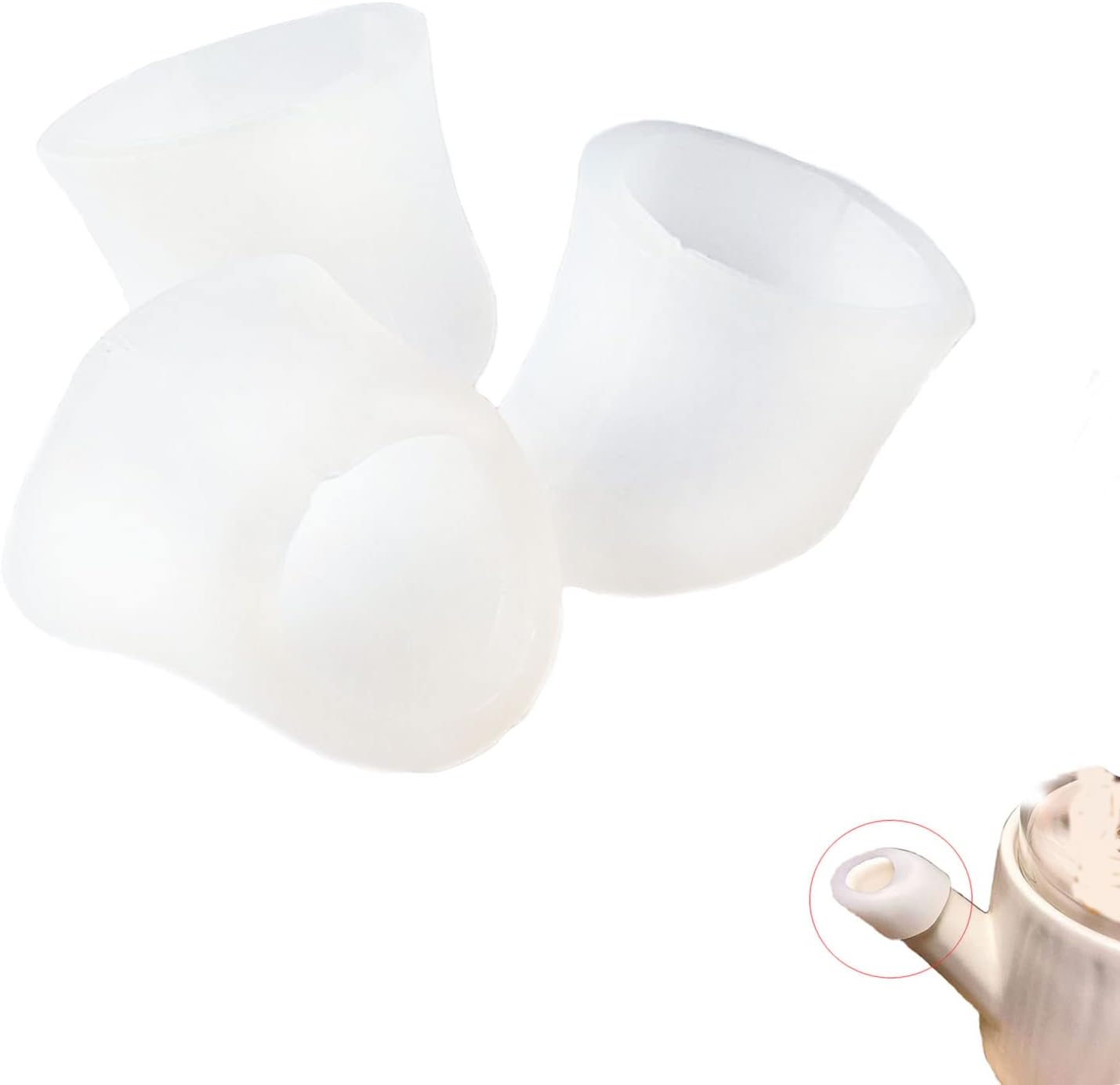 Set of 3 White Silicone Teapot Spout Protectors - Leak-Proof & Drip-Proof Cover Sleeves for Coffeepot Spouts by yiruiidea