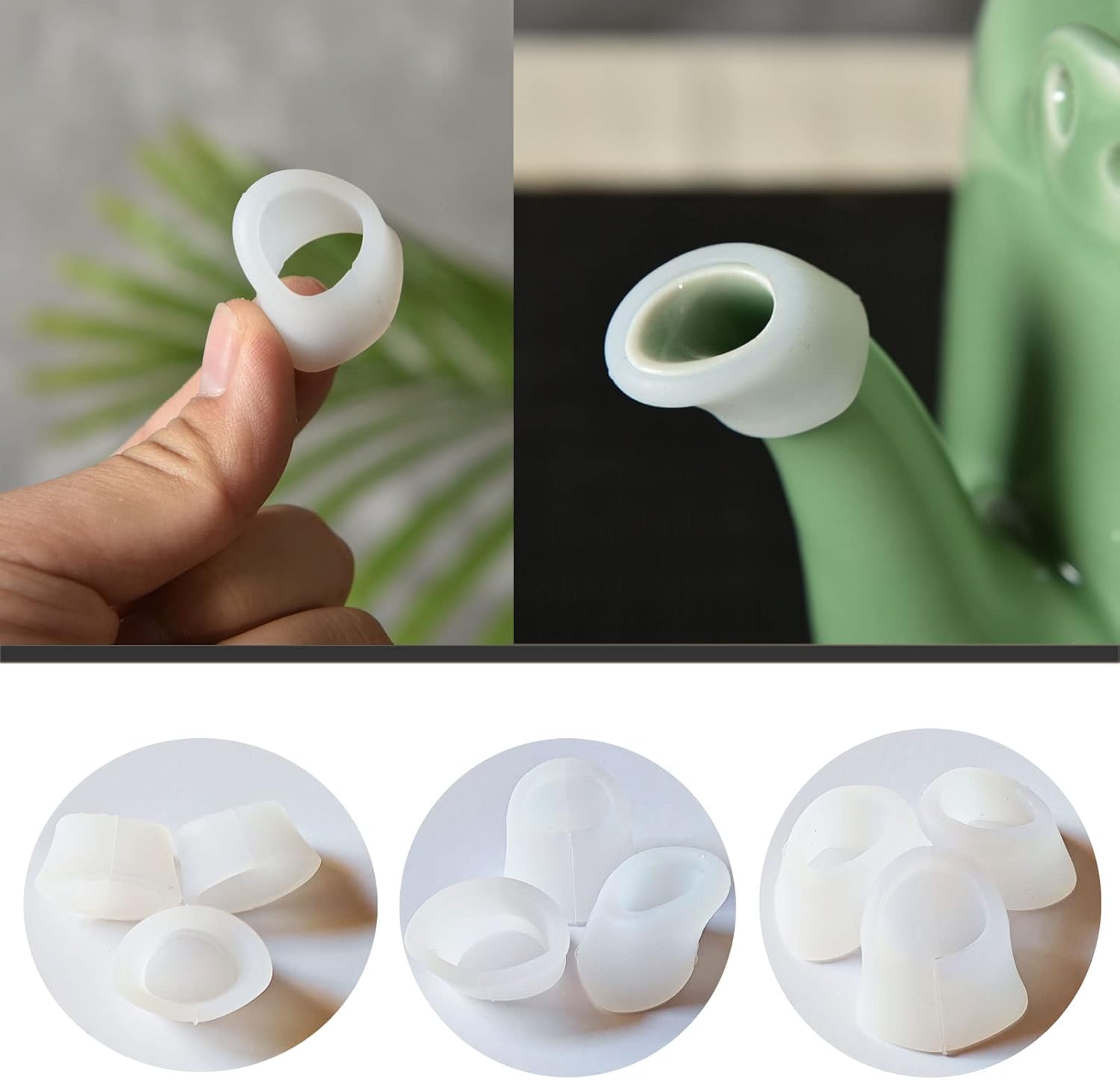 Set of 3 White Silicone Teapot Spout Protectors - Leak-Proof & Drip-Proof Cover Sleeves for Coffeepot Spouts by yiruiidea
