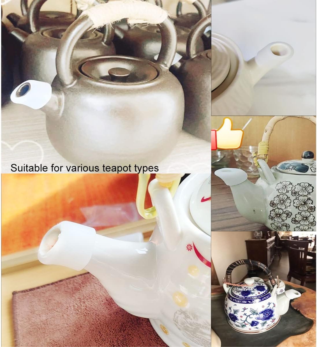 Set of 3 White Silicone Teapot Spout Protectors - Leak-Proof & Drip-Proof Cover Sleeves for Coffeepot Spouts by yiruiidea