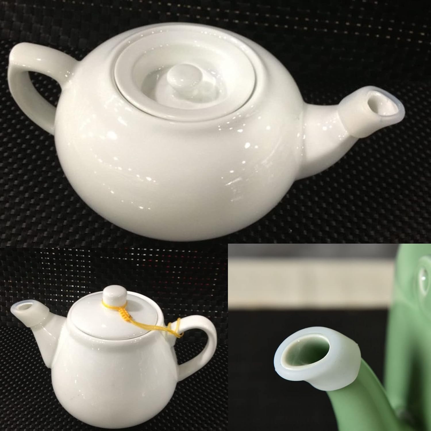 Set of 3 White Silicone Teapot Spout Protectors - Leak-Proof & Drip-Proof Cover Sleeves for Coffeepot Spouts by yiruiidea