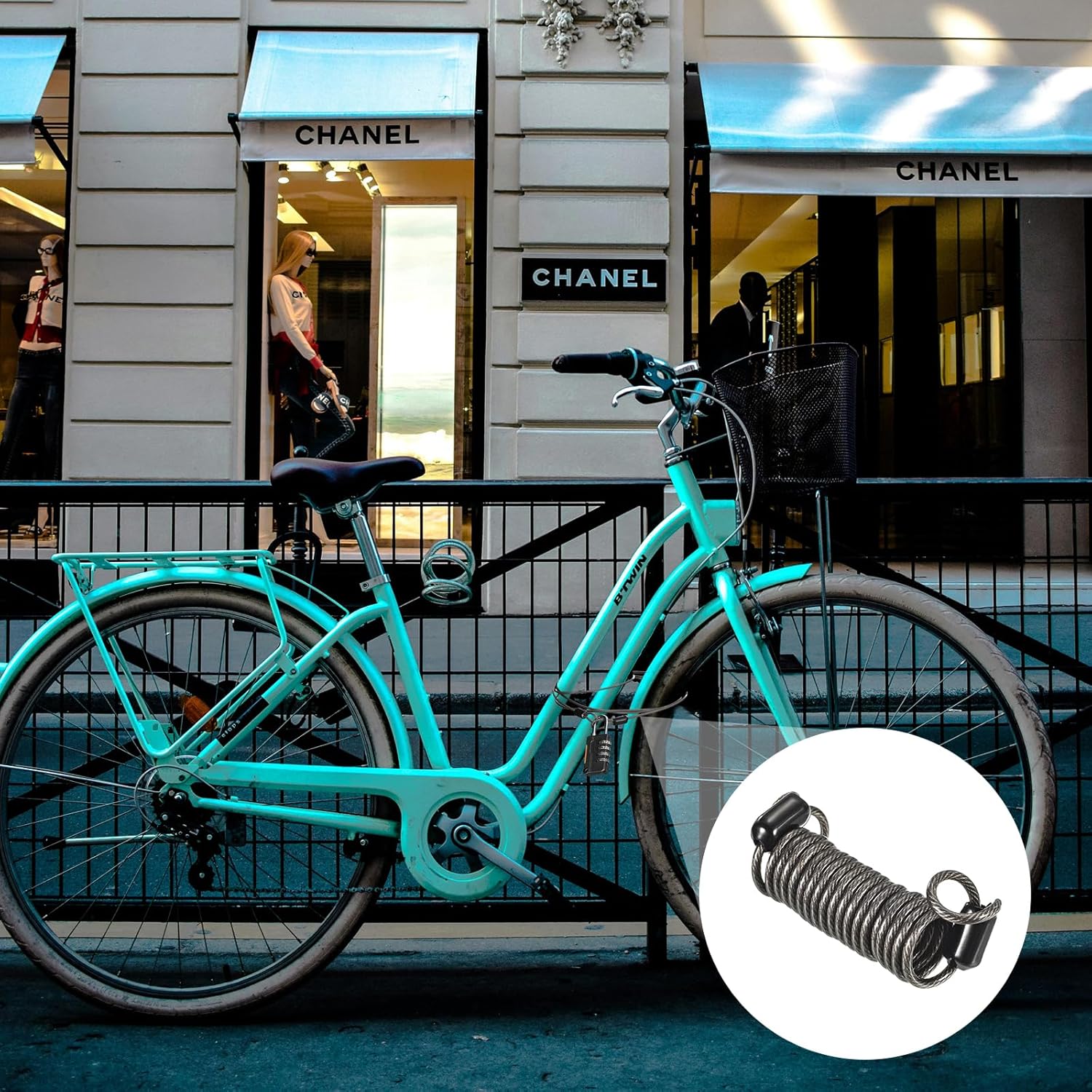 Set of 3 YOKIVE Security Steel Cables with Double Loop, Coated Baggage Spring Lock Wire Rope for Luggage, Bicycles, Doors - Black, 2.5mmx1m