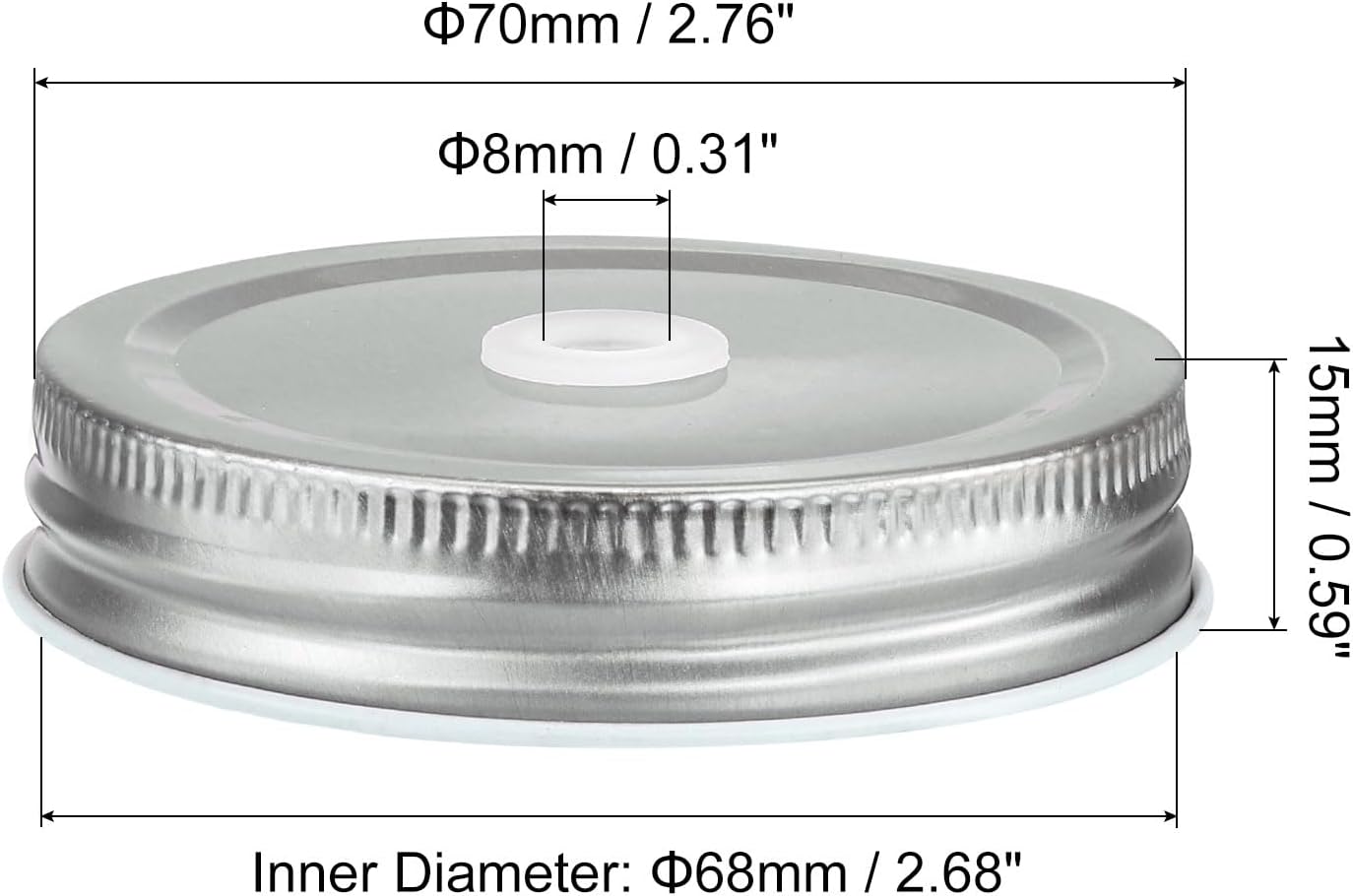 Set of 30 Reusable Mason Jar Lids with Straw Hole, 70mm Tinplate Canning Lids for Regular Mouth Jars - Ideal for DIY, Drinking, and Food Storage - Silver Color