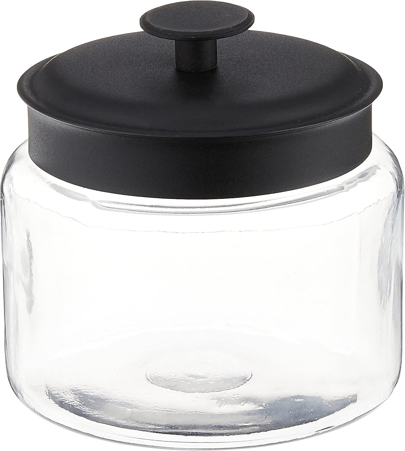Set of 4 Anchor Hocking Montana Glass Jars with Fresh Sealed Black Metal Lids, 48 oz
