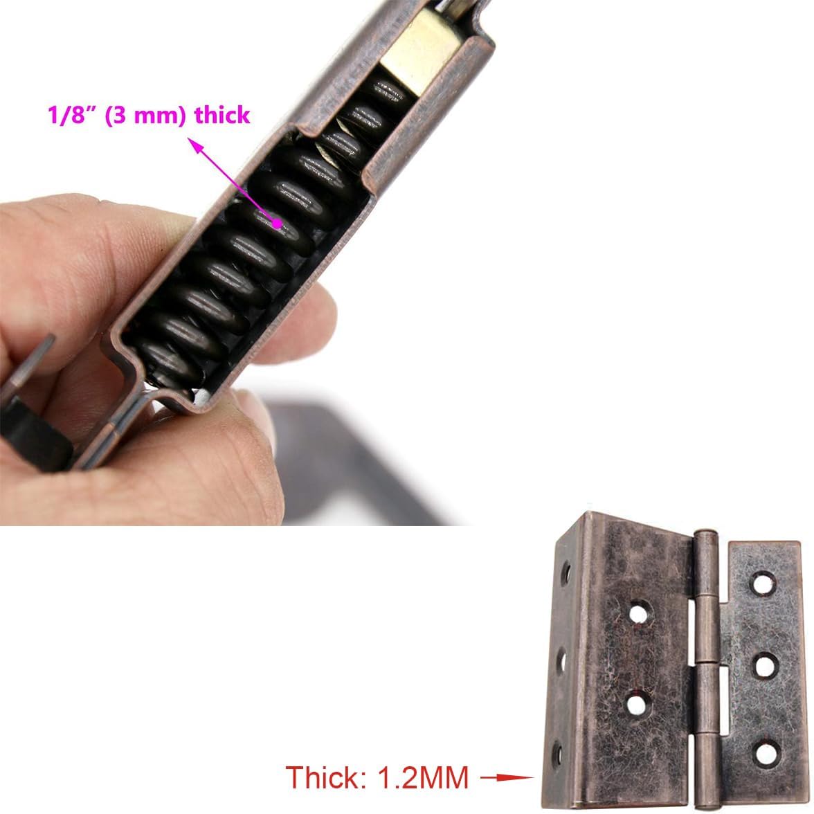 Set of 4 ANTEISI Antique Bronze Lid Support Hinges with Three Folding Hardware - Rustic Bronze Hinge Kit