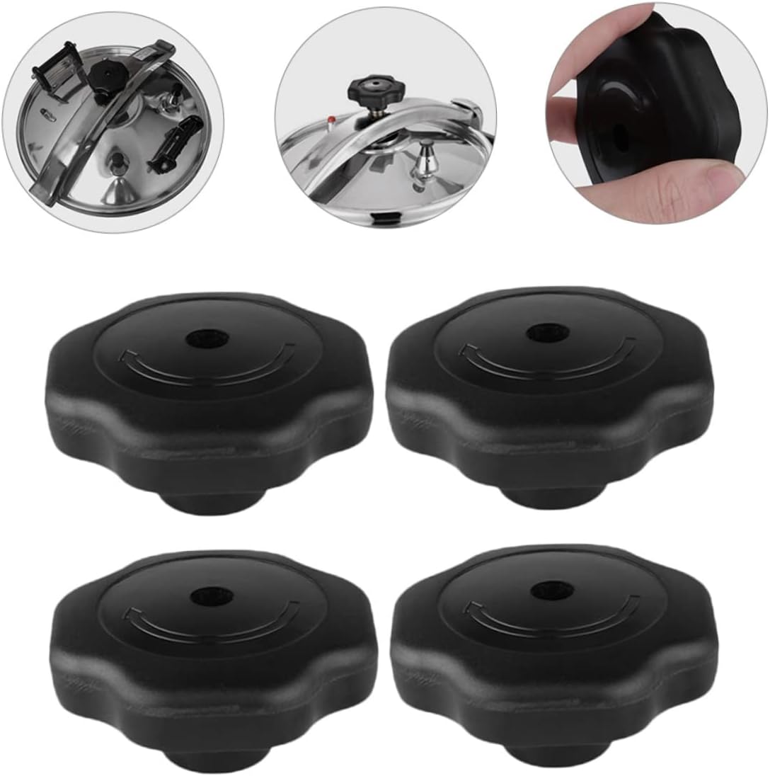 Set of 4 Black Plastic Pressure Cooker Knobs for Cookware Lid Handles and Steamers