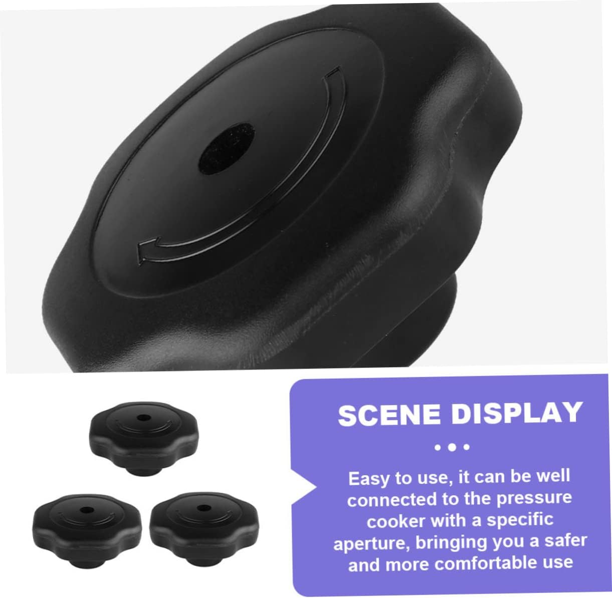 Set of 4 Black Plastic Pressure Cooker Knobs for Cookware Lid Handles and Steamers