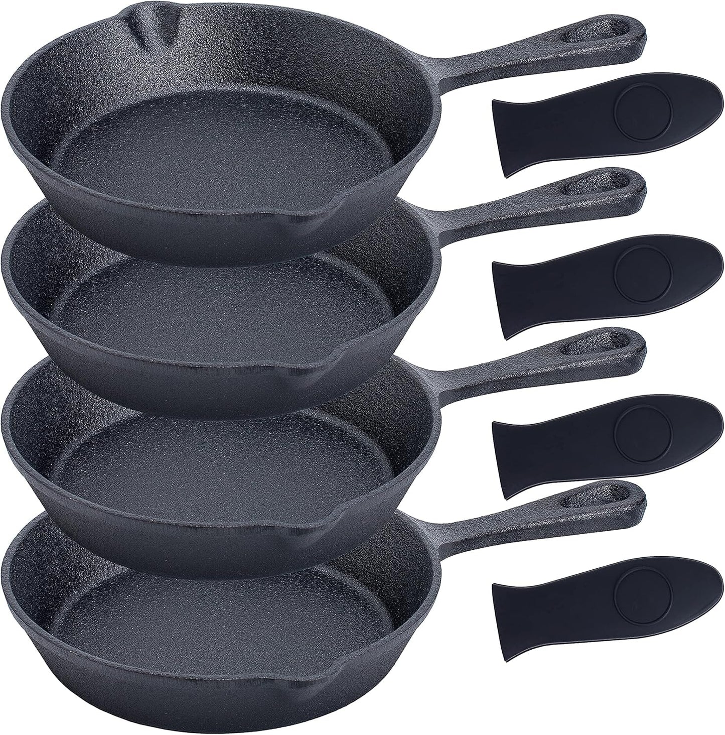 Set of 4 Bruntmor 6-Inch Pre-Seasoned Cast Iron Frying Pans - Oven Safe Skillet, Grill Pan, Nonstick Cookware for Casserole Dish