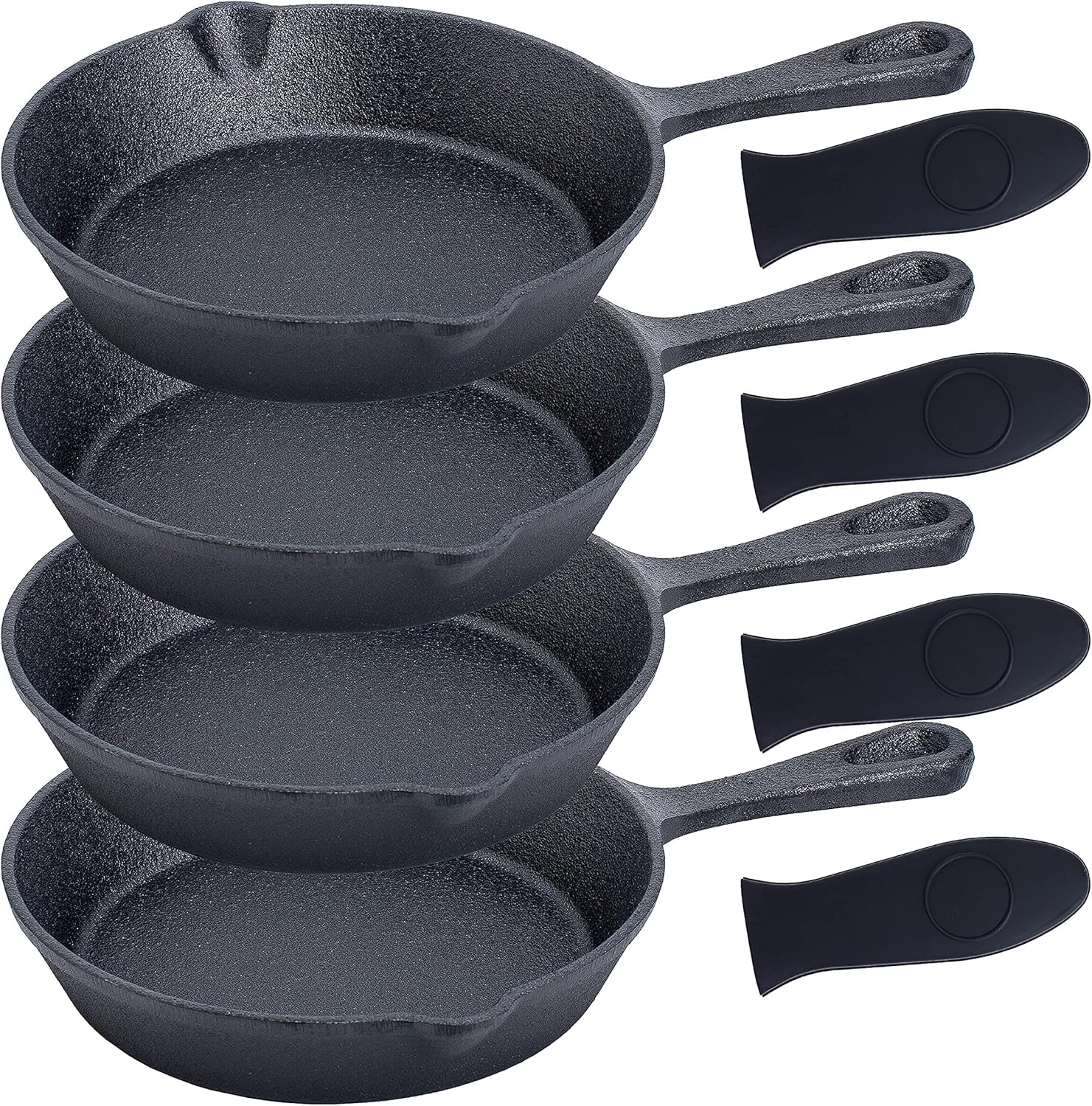 Set of 4 Bruntmor 6-Inch Pre-Seasoned Cast Iron Frying Pans - Oven Safe Skillet, Grill Pan, Nonstick Cookware for Casserole Dish