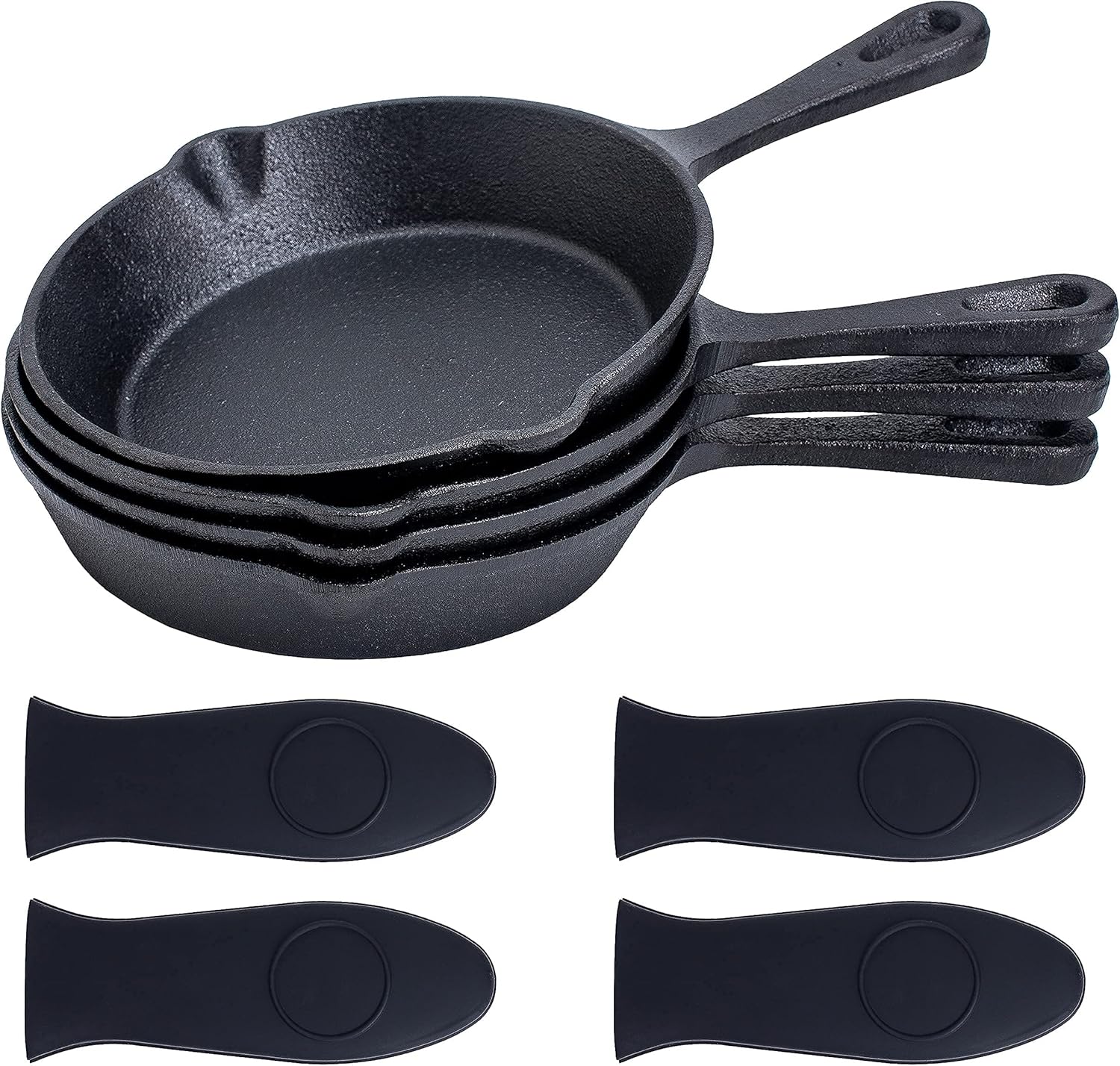 Set of 4 Bruntmor 6-Inch Pre-Seasoned Cast Iron Frying Pans - Oven Safe Skillet, Grill Pan, Nonstick Cookware for Casserole Dish