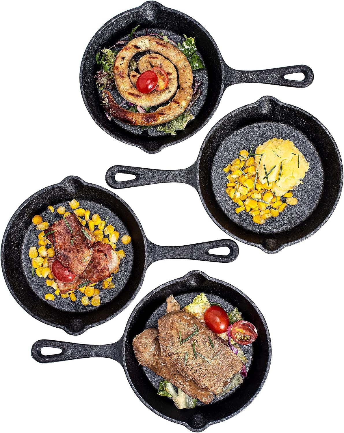 Set of 4 Bruntmor 6-Inch Pre-Seasoned Cast Iron Frying Pans - Oven Safe Skillet, Grill Pan, Nonstick Cookware for Casserole Dish