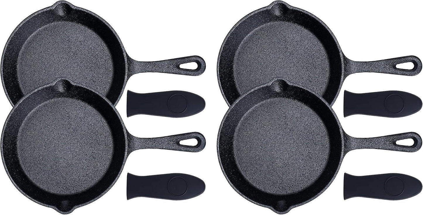 Set of 4 Bruntmor 6-Inch Pre-Seasoned Cast Iron Frying Pans - Oven Safe Skillet, Grill Pan, Nonstick Cookware for Casserole Dish