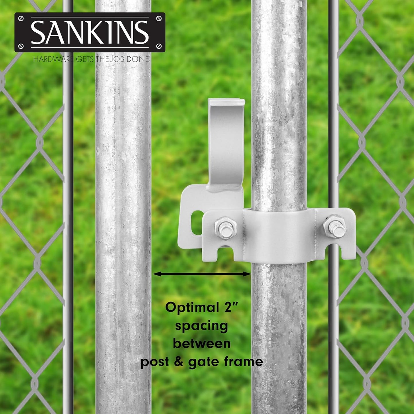 Set of 4 Chain Link Fence Gate Fork Latch Kit with Bolts, Nuts, and Padlock Hole - 1-3/8" x 1-3/8" Silver Gate Frames Latch for Fences, Kennels, Runs