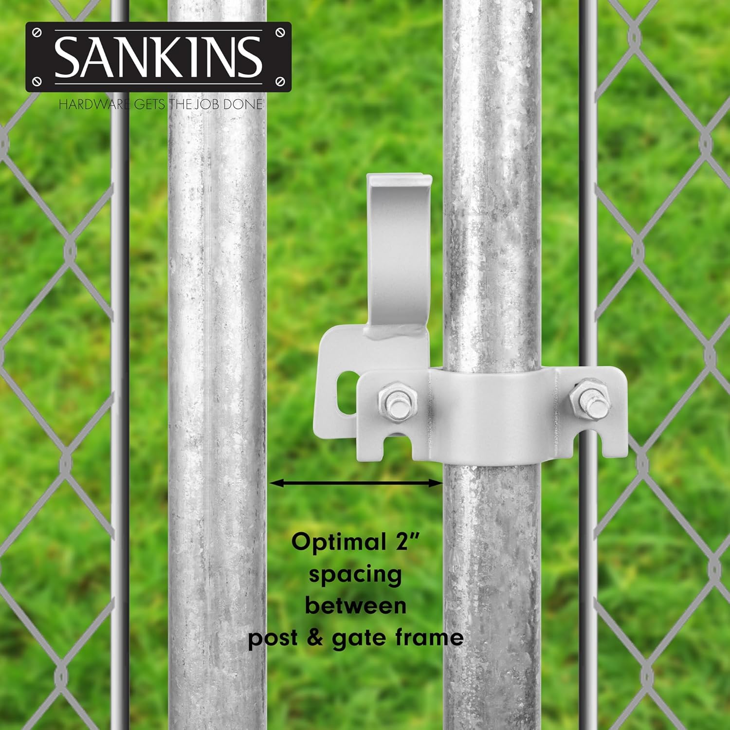 Set of 4 Chain Link Fence Gate Fork Latch Kit with Bolts, Nuts, and Padlock Hole - 1-3/8" x 1-3/8" Silver Gate Frames Latch for Fences, Kennels, Runs