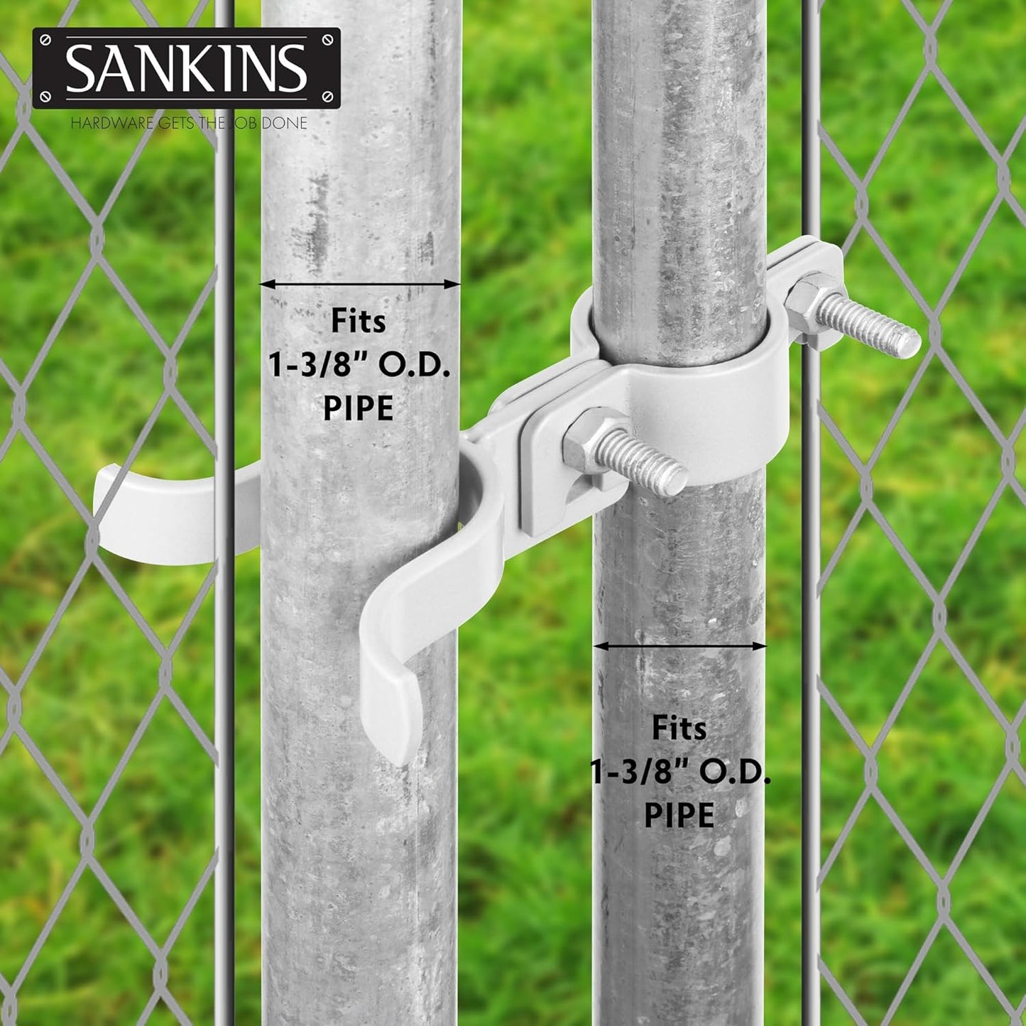 Set of 4 Chain Link Fence Gate Fork Latch Kit with Bolts, Nuts, and Padlock Hole - 1-3/8" x 1-3/8" Silver Gate Frames Latch for Fences, Kennels, Runs