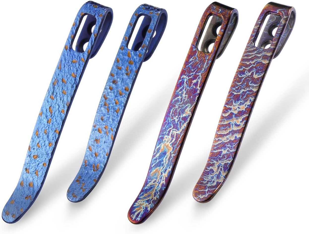Set of 4 CIVIVI Flamed Titanium Pocket Clips, 50MM 55MM with Recessed Screw Hole - T002C