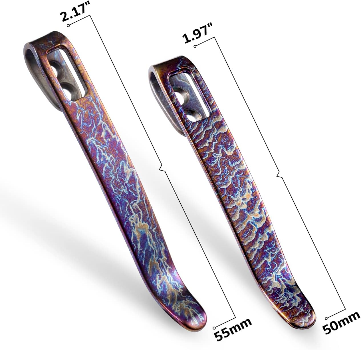 Set of 4 CIVIVI Flamed Titanium Pocket Clips, 50MM 55MM with Recessed Screw Hole - T002C