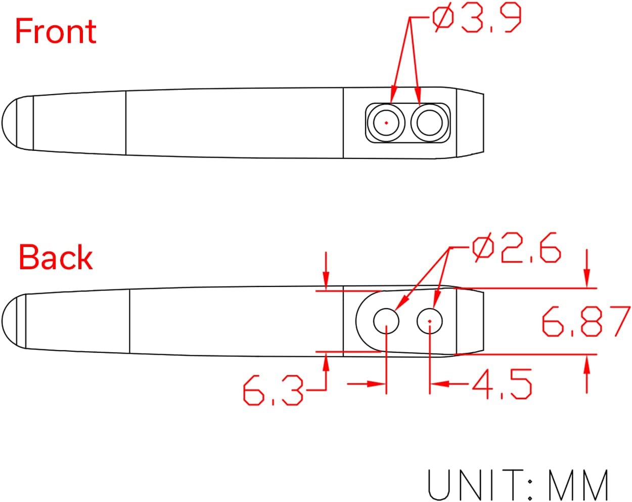 Set of 4 CIVIVI Flamed Titanium Pocket Clips, 50MM 55MM with Recessed Screw Hole - T002C