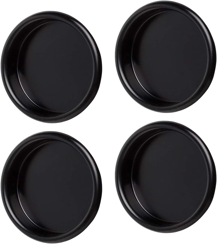 Set of 4 DonYoung 2-1/8" Circular Black Closet Door Finger Pulls, Easy Snap-in Design for Pocket, Sliding, Bi-Pass, Cabinet Doors