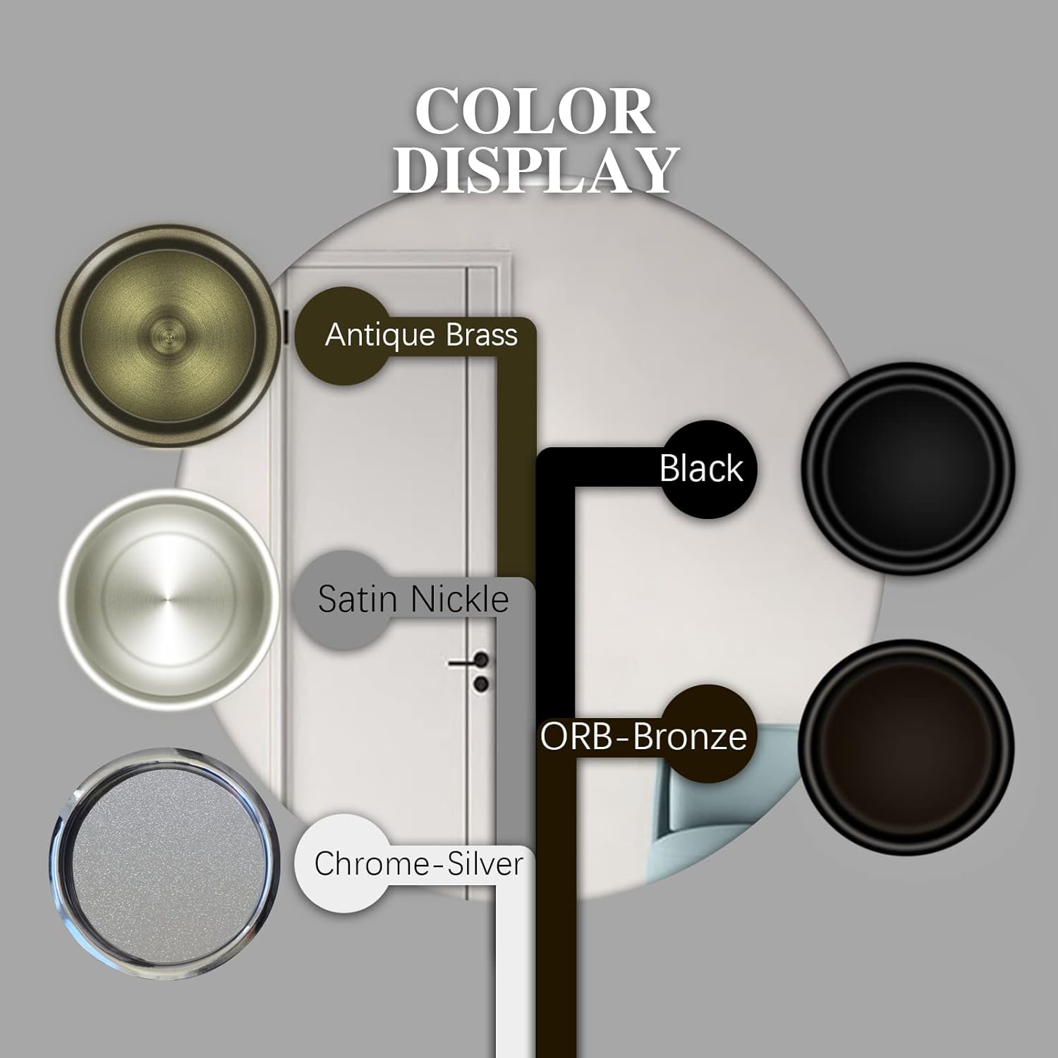 Set of 4 DonYoung 2-1/8" Circular Black Closet Door Finger Pulls, Easy Snap-in Design for Pocket, Sliding, Bi-Pass, Cabinet Doors