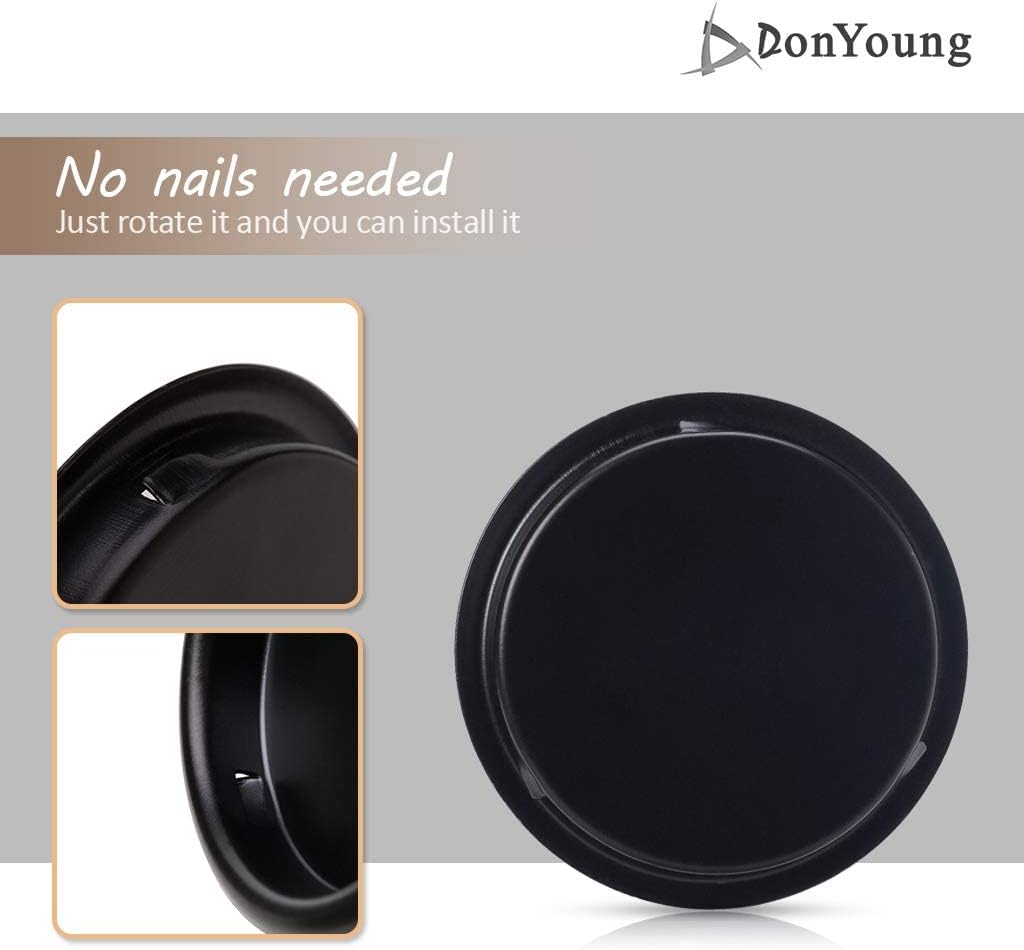 Set of 4 DonYoung 2-1/8" Circular Black Closet Door Finger Pulls, Easy Snap-in Design for Pocket, Sliding, Bi-Pass, Cabinet Doors