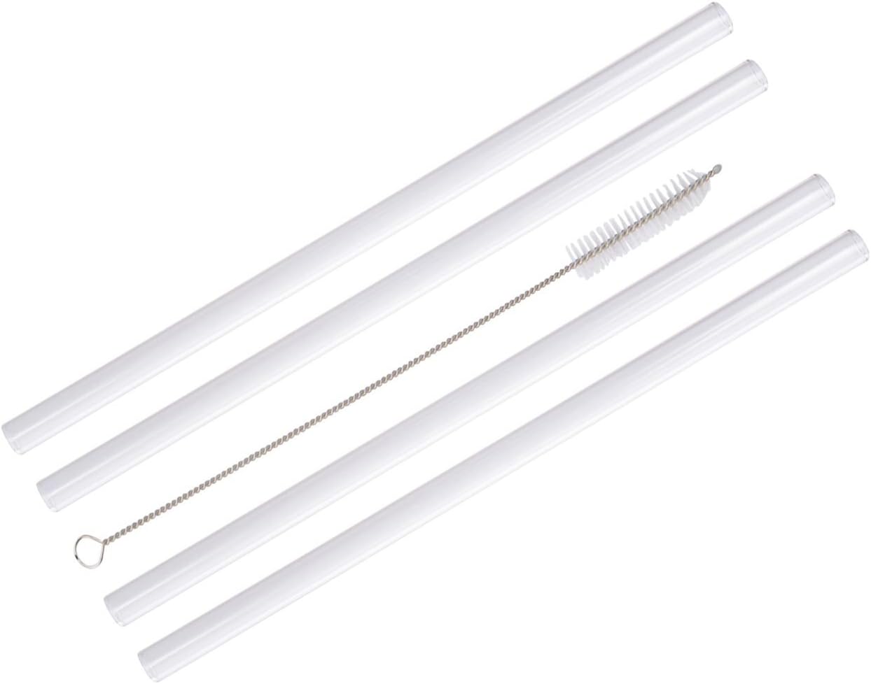 Set of 4 Extra Long Glass Straws for Half Gallon Mason Jars with Cleaning Brush