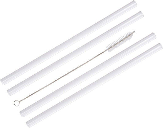 Set of 4 Extra Long Glass Straws for Half Gallon Mason Jars with Cleaning Brush