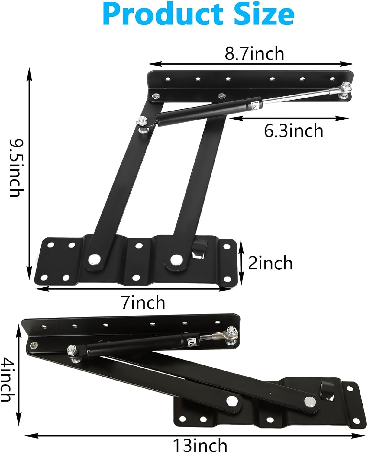 Set of 4 Folding Lift-Up Top Coffee Table Hardware Fittings - Hydraulic Spring Mechanism Hinge Bracket - WildKart