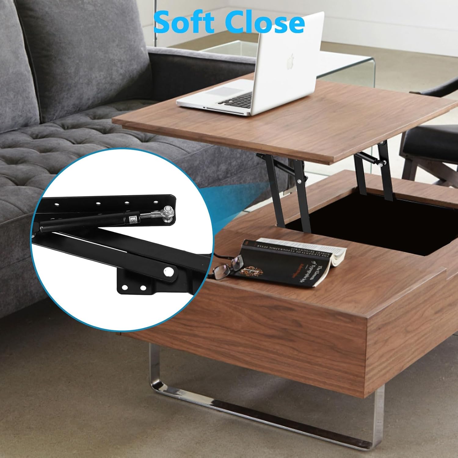 Set of 4 Folding Lift-Up Top Coffee Table Hardware Fittings - Hydraulic Spring Mechanism Hinge Bracket - WildKart