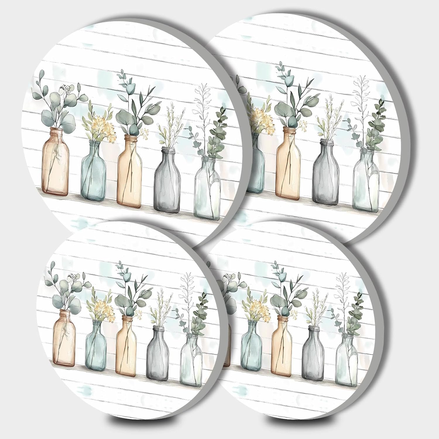 Set of 4 Glass Vases Stove Burner Covers for Gas and Electric Stoves - 8 and 10 Inch Metal Covers for Rustic Kitchen Decor