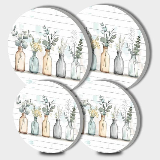 Set of 4 Glass Vases Stove Burner Covers for Gas and Electric Stoves - 8 and 10 Inch Metal Covers for Rustic Kitchen Decor
