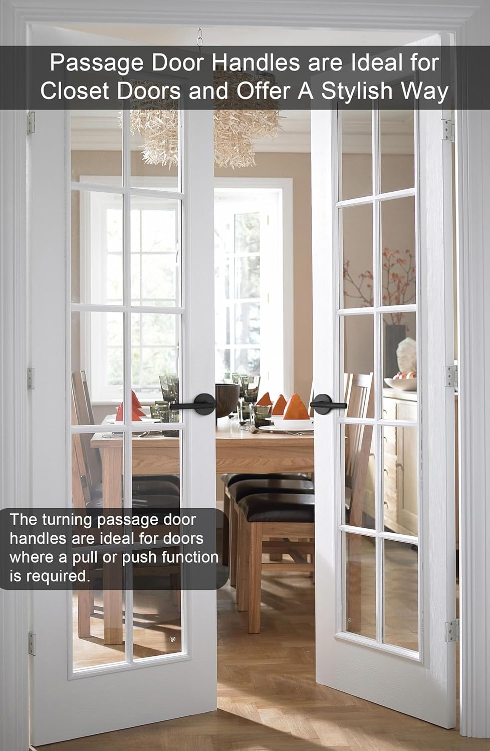 Set of 4 goldenwarm Black Door Handles - 1 Passage & 3 Privacy Handles