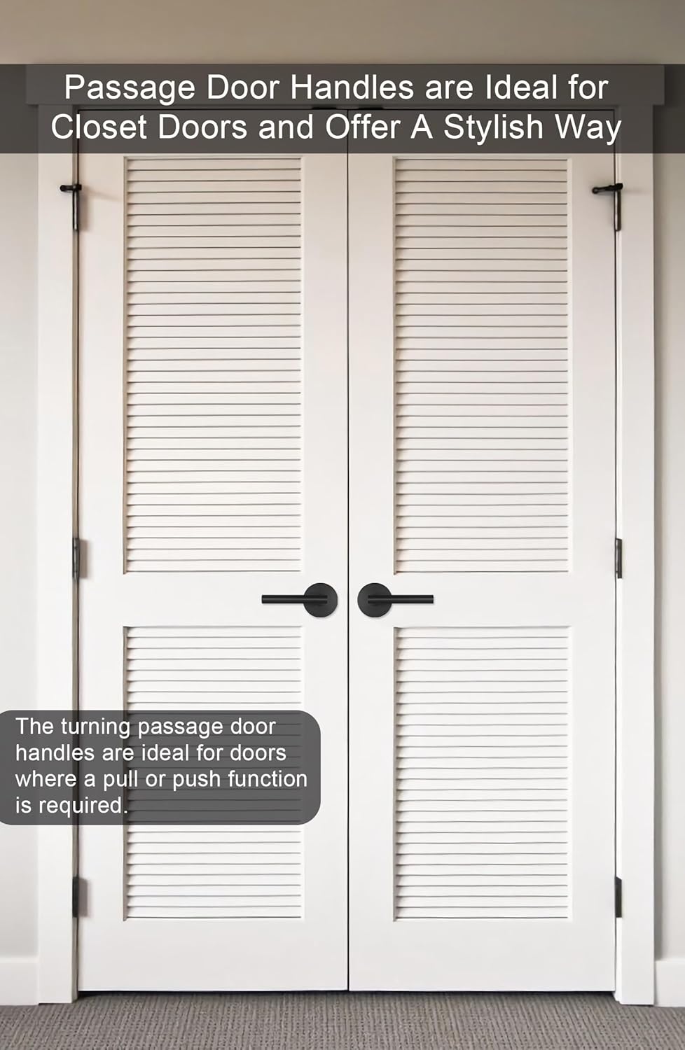 Set of 4 goldenwarm Black Door Handles - 1 Passage & 3 Privacy Handles