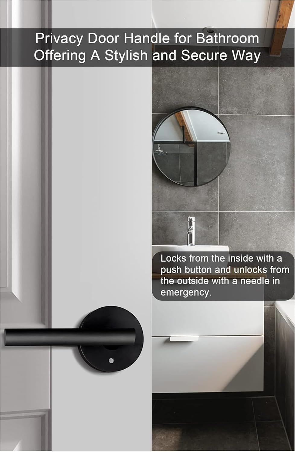 Set of 4 goldenwarm Black Door Handles - 1 Passage & 3 Privacy Handles